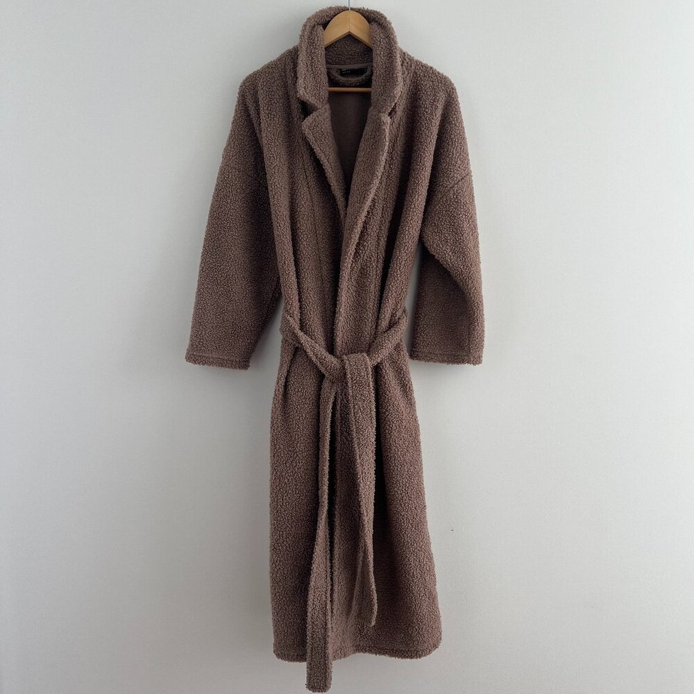 ASOS‎ DESIGN Brown Borg Teddy Maxi Robe Coat Cozy Faux Fur Lounge Belted Sherpa